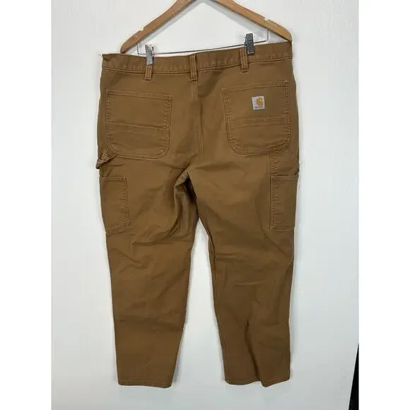 Vintage Carhartt Canvas Workwear Double Knee Carpenter Pants Size 40x30 Beige - Picture 7 of 9